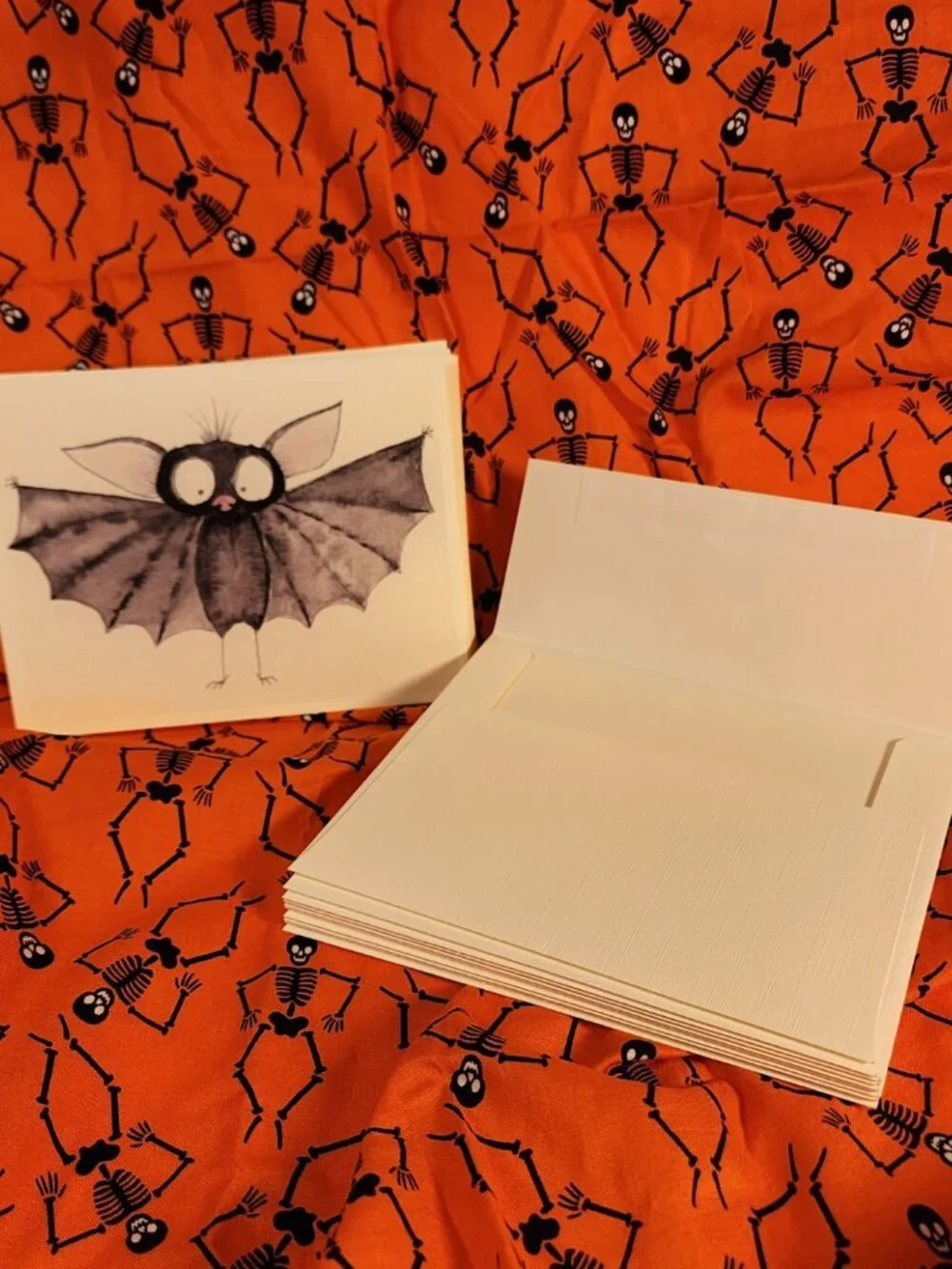 HANDCRAFTED Halloween Cards on Linen Cardstock & Matching Self-Seal Envelopes